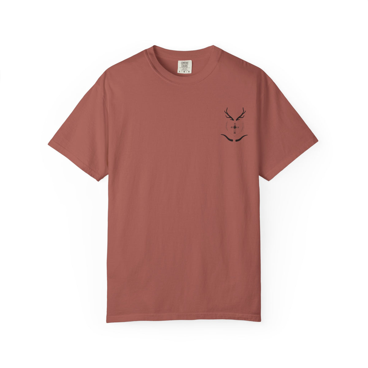 T-Shirt — Minimal Antler Cross Graphic Tee (Back & Chest Print)