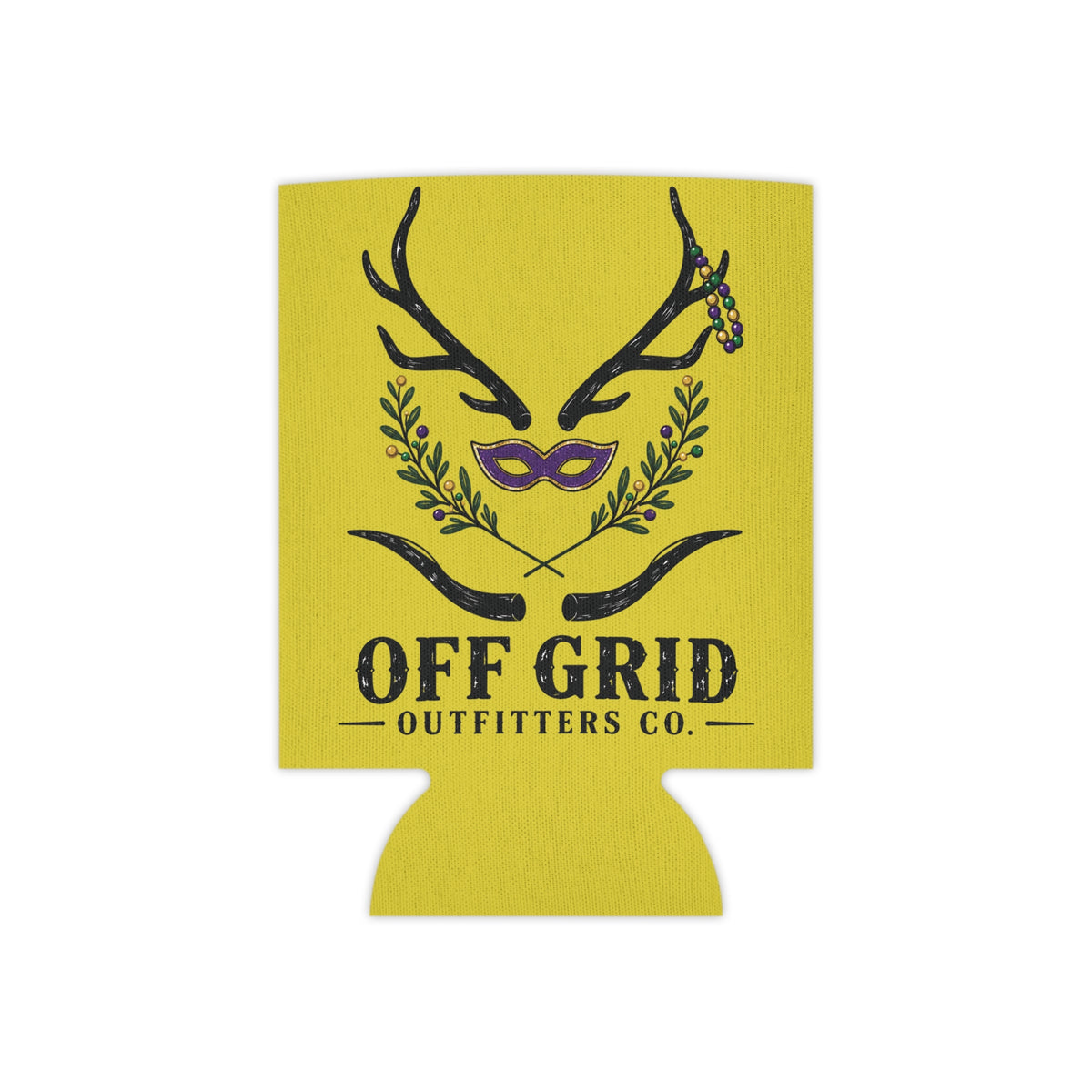 Can Cooler — Off Grid Outfitters Mardi Gras Deer Mask Can Koozie