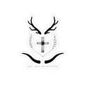 Minimalist Cross Antlers Die-Cut Outdoor Sticker — Transparent Weatherproof Decal