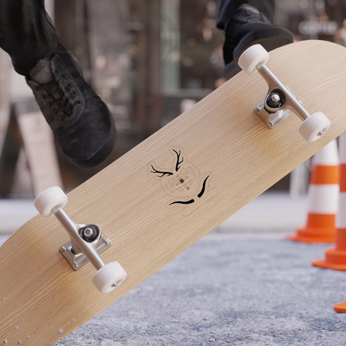 Minimalist Cross Antlers Die-Cut Outdoor Sticker — Transparent Weatherproof Decal