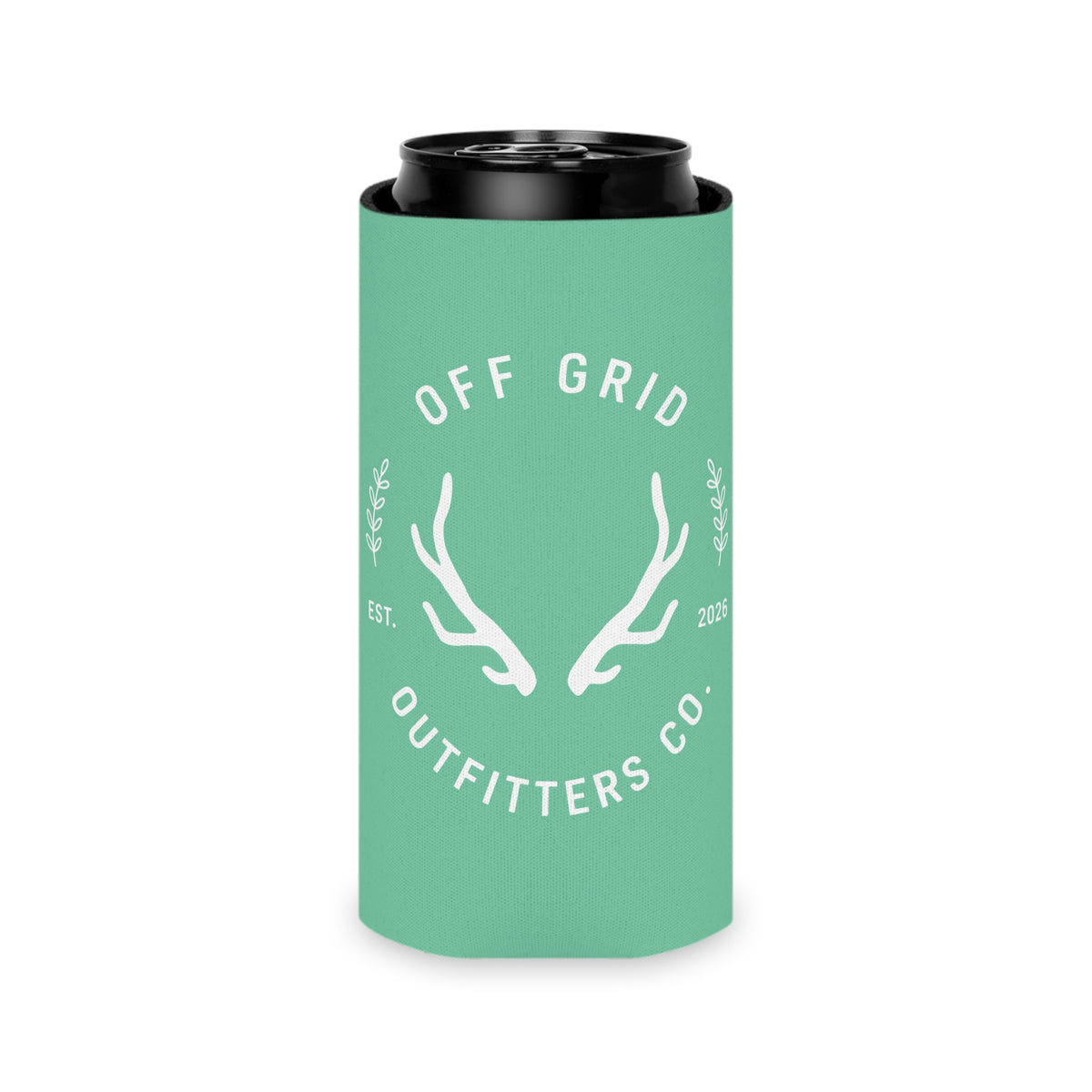 Can Cooler — 'Off Grid Outfitters Co.' Antler Logo Beverage Cooler